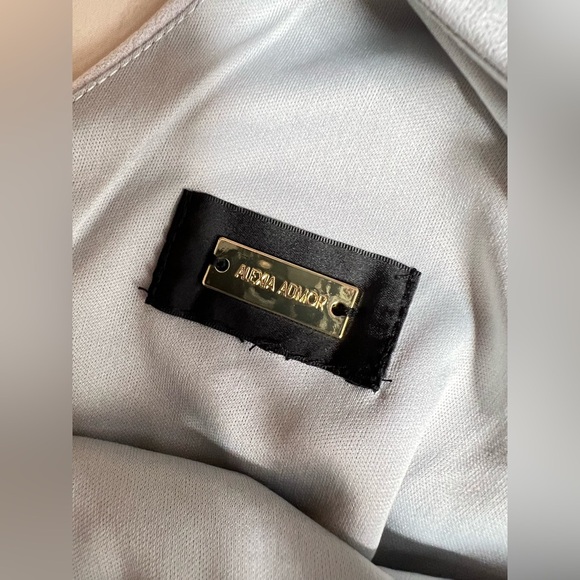 ALEXIA ADMOR Light gray JACQUELINE short sleeve cocktail midi dress size 8 - Picture 12 of 16